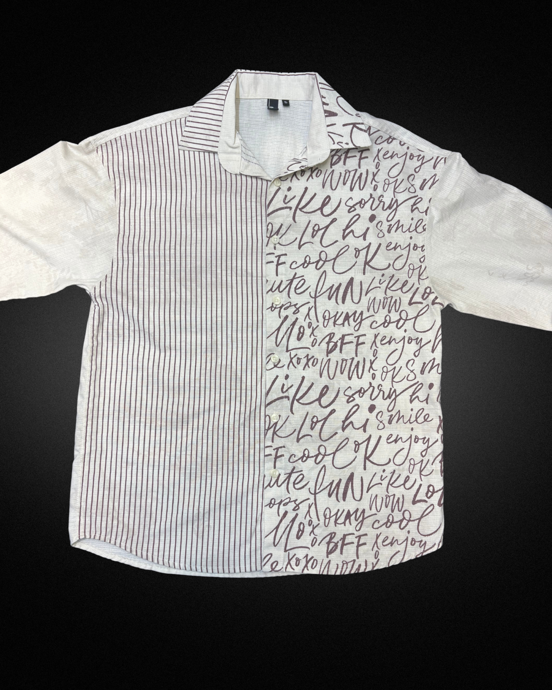 Brown and White Patterned Shirt